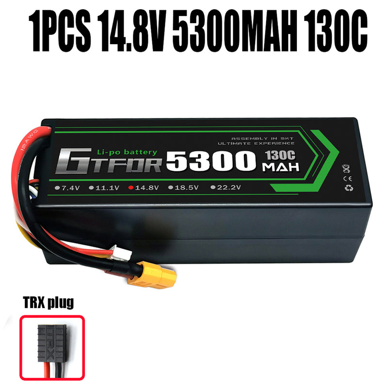 (CN)GTFDR 4S Lipo Battery 5300mAh 14.8V 130C Hardcase EC5 Plug for RC Buggy Truggy 1/10 Scale Racing Helicopters RC Car Boats