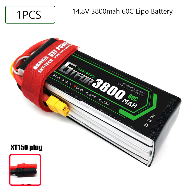 (CN)GTFDR 4S Lipo Battery 14.8V 60C 3800mAh Soft Case Battery with EC5 XT90 Connector for Car Truck Tank RC Buggy Truggy Racing Hobby