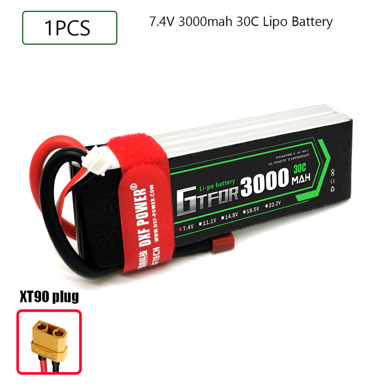 (CN)GTFDR 2S Lipo Battery 7.4V 30C 3000mAh Soft Case Battery with EC5 XT90 Connector for Car Truck Tank RC Buggy Truggy Racing Hobby