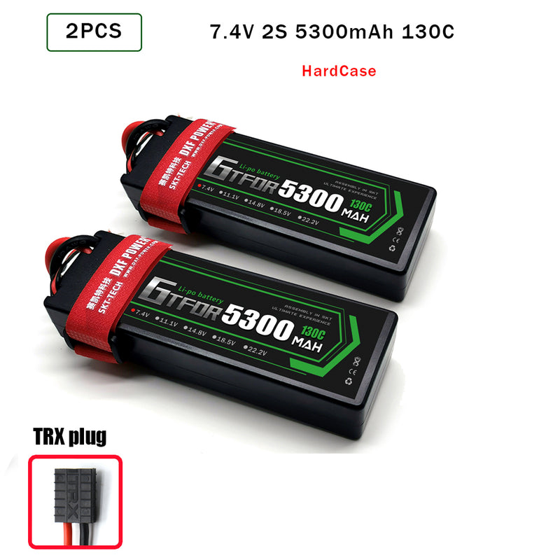 (CN) GTFDR 2S 7.4V Lipo Battery 130C 5300mAh for RC 1/10 1/8 Vehicles Car Truck Tank Truggy Competition Racing Hobby