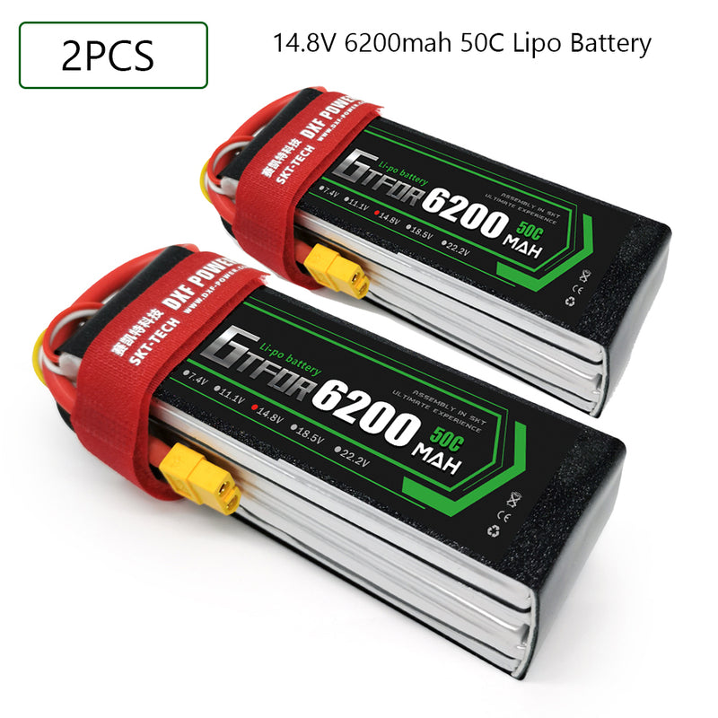 (CN)GTFDR 4S Lipo Battery 14.8V 50C 6200mAh Soft Case Battery with EC5 XT90 Connector for Car Truck Tank RC Buggy Truggy Racing Hobby