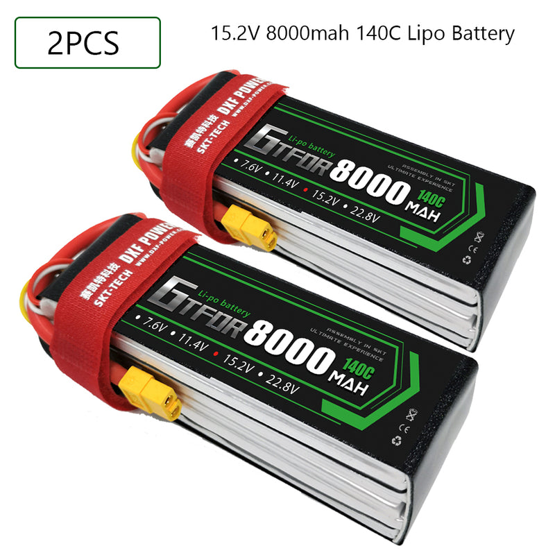 (CN)GTFDR 4S Lipo Battery 15.2V 140C 8000mAh Soft Case Battery with EC5 XT90 Connector for Car Truck Tank RC Buggy Truggy Racing Hobby