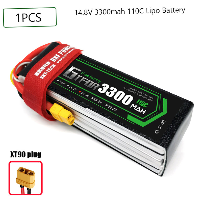 (CN)GTFDR 4S Lipo Battery 14.8V 110C 3300mAh Soft Case Battery with EC5 XT90 Connector for Car Truck Tank RC Buggy Truggy Racing Hobby