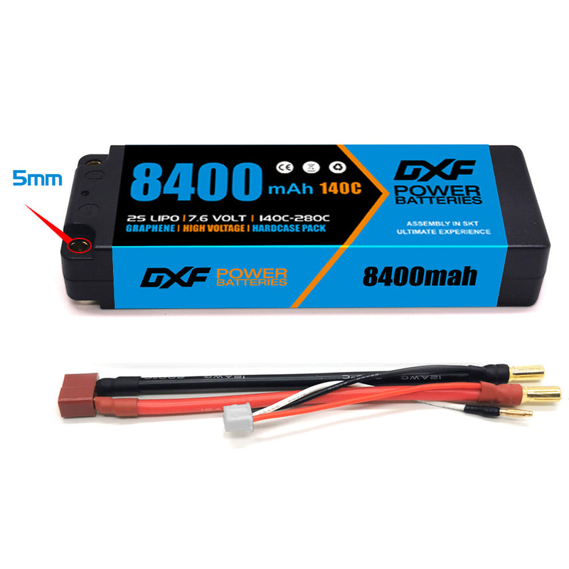 (GE) DXF 2S 7.6V Lipo Battery 140C 8400mAh with 5mm Bullet for RC 1/8 Vehicles Car Truck Tank Truggy Competition Racing Hobby