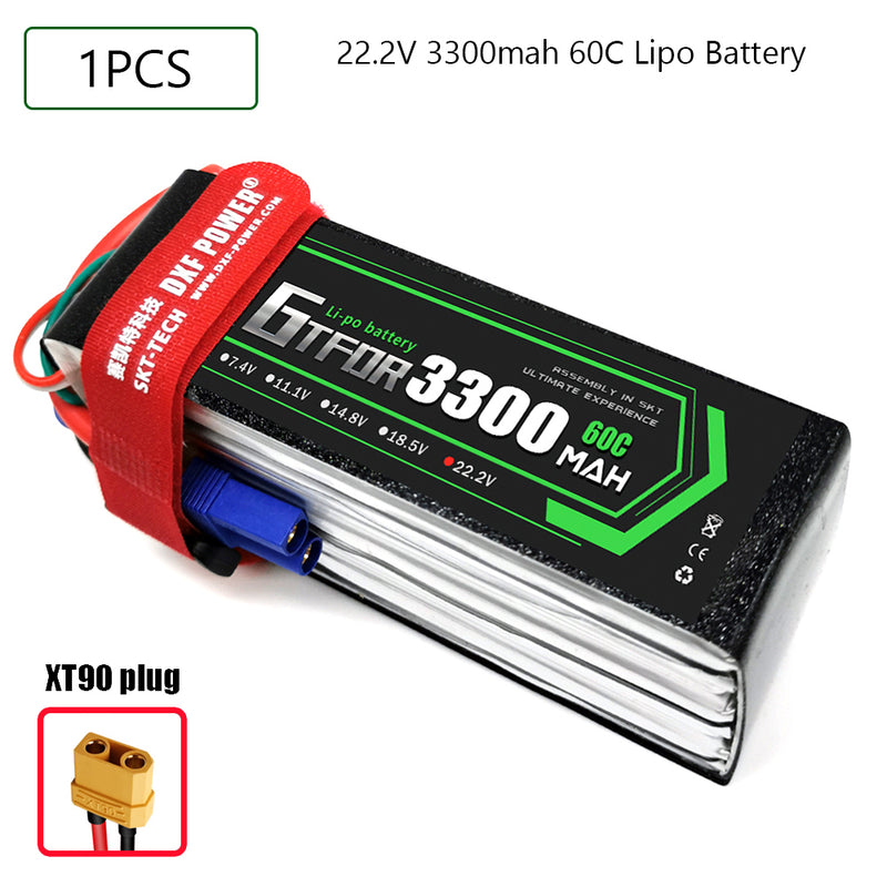 (CN)GTFDR 6S Lipo Battery 22.2V 60C 3300mAh Soft Case Battery with EC5 XT90 Connector for Car Truck Tank RC Buggy Truggy Racing Hobby