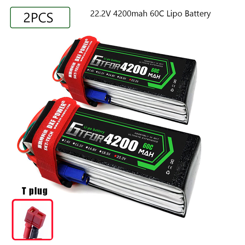 (CN)GTFDR 6S Lipo Battery 22.2V 60C 4200mAh Soft Case Battery with EC5 XT90 Connector for Car Truck Tank RC Buggy Truggy Racing Hobby