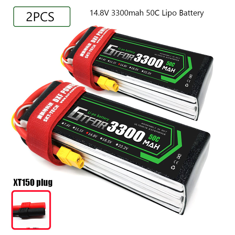 (CN)GTFDR  4S Lipo Battery 14.8V 50C 3300mAh Soft Case Battery with EC5 XT90 Connector for Car Truck Tank RC Buggy Truggy Racing Hobby