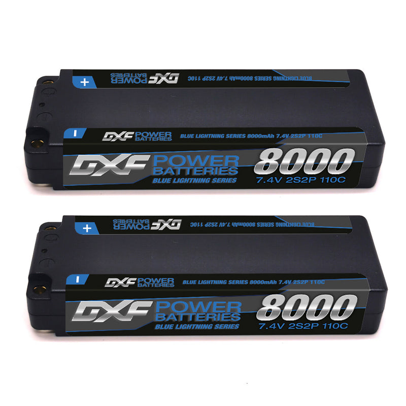 (ES)DXF Lipo Battery 2S 7.4V 8000mAh 110C/220C Hardcase Battery Graphene 5MM Battery for Rc Truck Drone 1/10 1/8 Scale Traxxas Slash 4x4 RC Car Buggy truggy