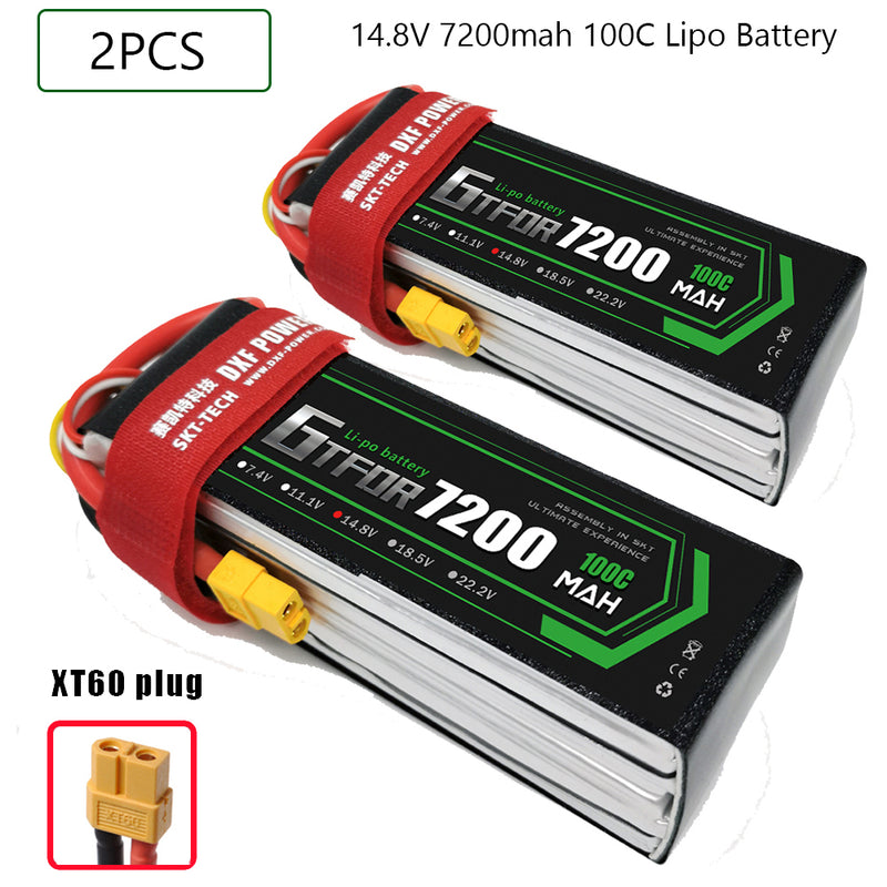 (CN)GTFDR 4S Lipo Battery 14.8V 100C7200mAh Soft Case Battery with EC5 XT90 Connector for Car Truck Tank RC Buggy Truggy Racing Hobby