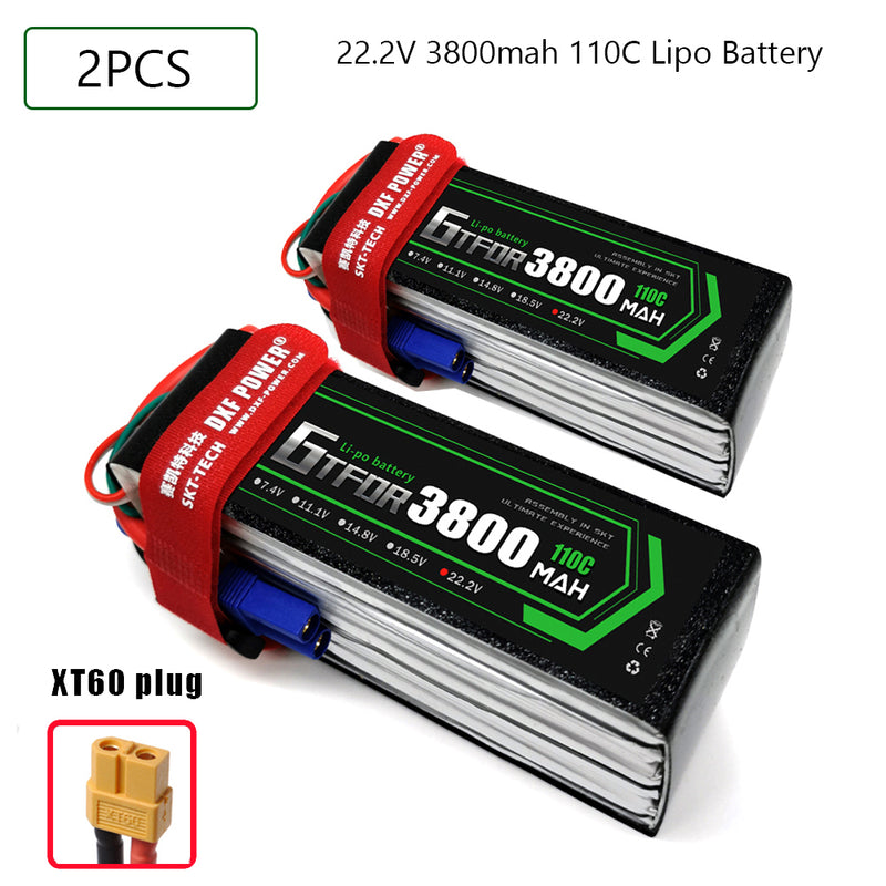 (CN)GTFDR 6S Lipo Battery 22.2V 110C 3800mAh Soft Case Battery with EC5 XT90 Connector for Car Truck Tank RC Buggy Truggy Racing Hobby