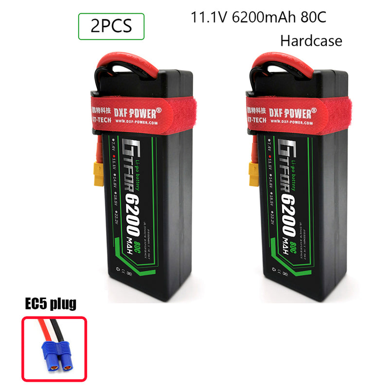 (CN)GTFDR 3S Lipo Battery 6200mAh 11.1V 80C Hardcase EC5 Plug for RC Buggy Truggy 1/10 Scale Racing Helicopters RC Car Boats