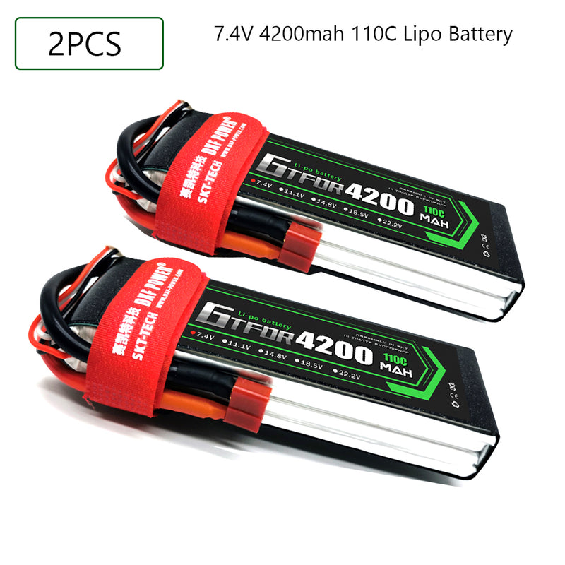 (CN)GTFDR 2S Lipo Battery 7.4V 110C 4200mAh Soft Case Battery with EC5 XT90 Connector for Car Truck Tank RC Buggy Truggy Racing Hobby