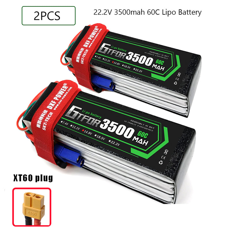 (CN)GTFDR 6S Lipo Battery 22.2V 60C 3500mAh Soft Case Battery with EC5 XT90 Connector for Car Truck Tank RC Buggy Truggy Racing Hobby