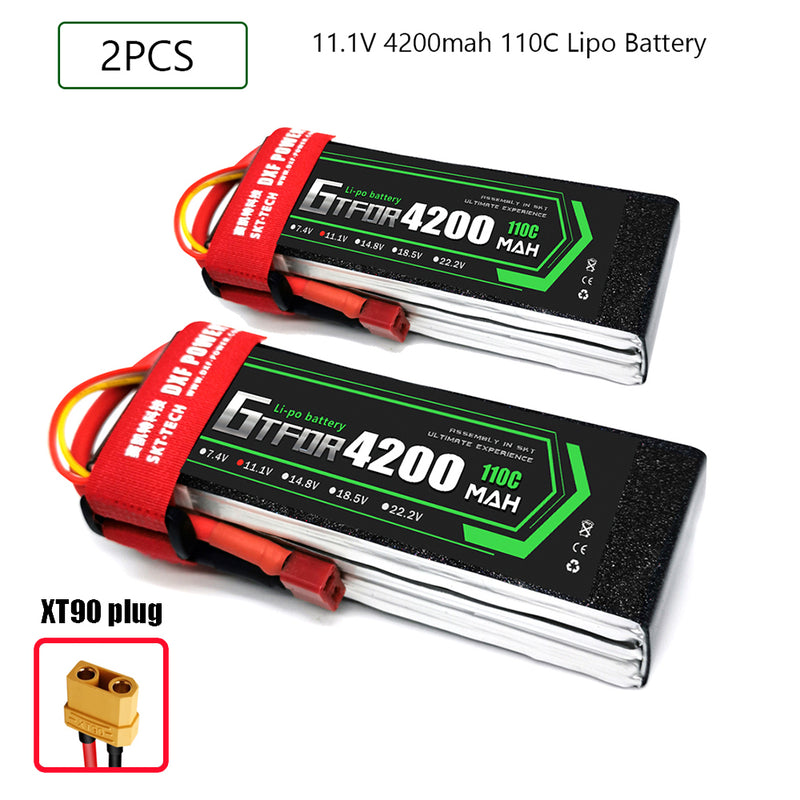 (CN)GTFDR 3S Lipo Battery 11.1V 110C  4200mAh Soft Case Battery with EC5 XT90 Connector for Car Truck Tank RC Buggy Truggy Racing Hobby