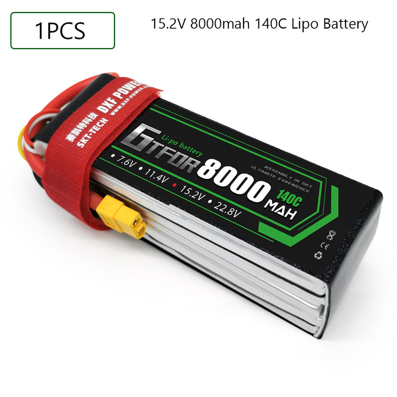 (CN)GTFDR 4S Lipo Battery 15.2V 140C 8000mAh Soft Case Battery with EC5 XT90 Connector for Car Truck Tank RC Buggy Truggy Racing Hobby