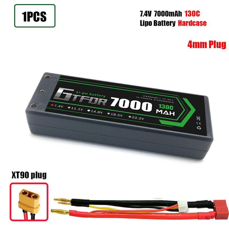 (CN)GTFDR 2S Lipo Battery 7000mAh 7.4V 130C 4mm Hardcase EC5 Plug for RC Buggy Truggy 1/10 Scale Racing Helicopters RC Car Boats