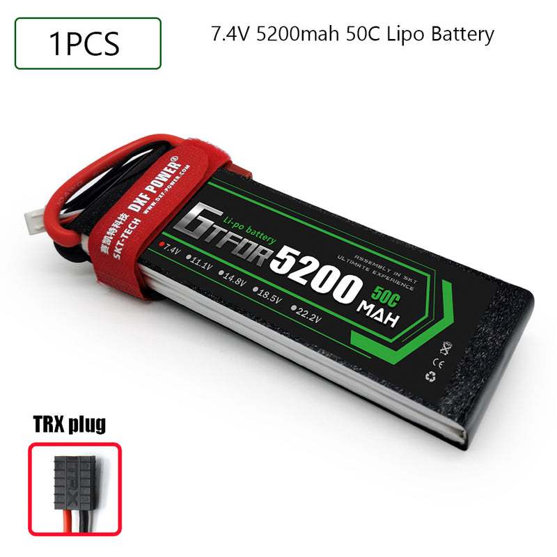 (CN)GTFDR 2S Lipo Battery 7.4V 50C 5200mAh Soft Case Battery with EC5 XT90 Connector for Car Truck Tank RC Buggy Truggy Racing Hobby