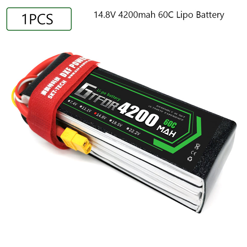 (CN)GTFDR 4S Lipo Battery 14.8V 60C 4200mAh Soft Case Battery with EC5 XT90 Connector for Car Truck Tank RC Buggy Truggy Racing Hobby