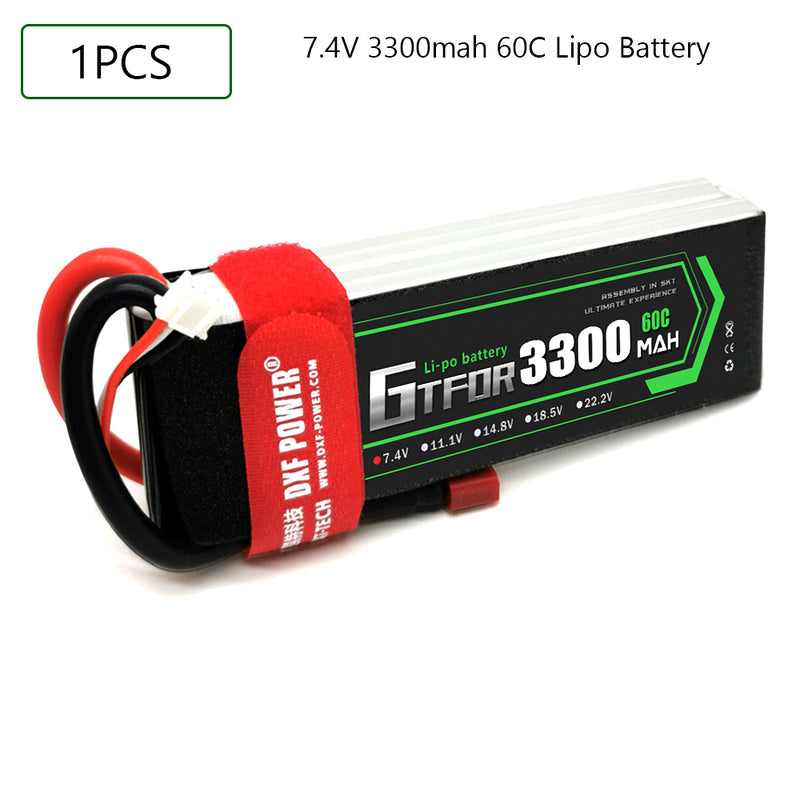 (CN)GTFDR 2S Lipo Battery 7.4V 60C 3300mAh Soft Case Battery with EC5 XT90 Connector for Car Truck Tank RC Buggy Truggy Racing Hobby