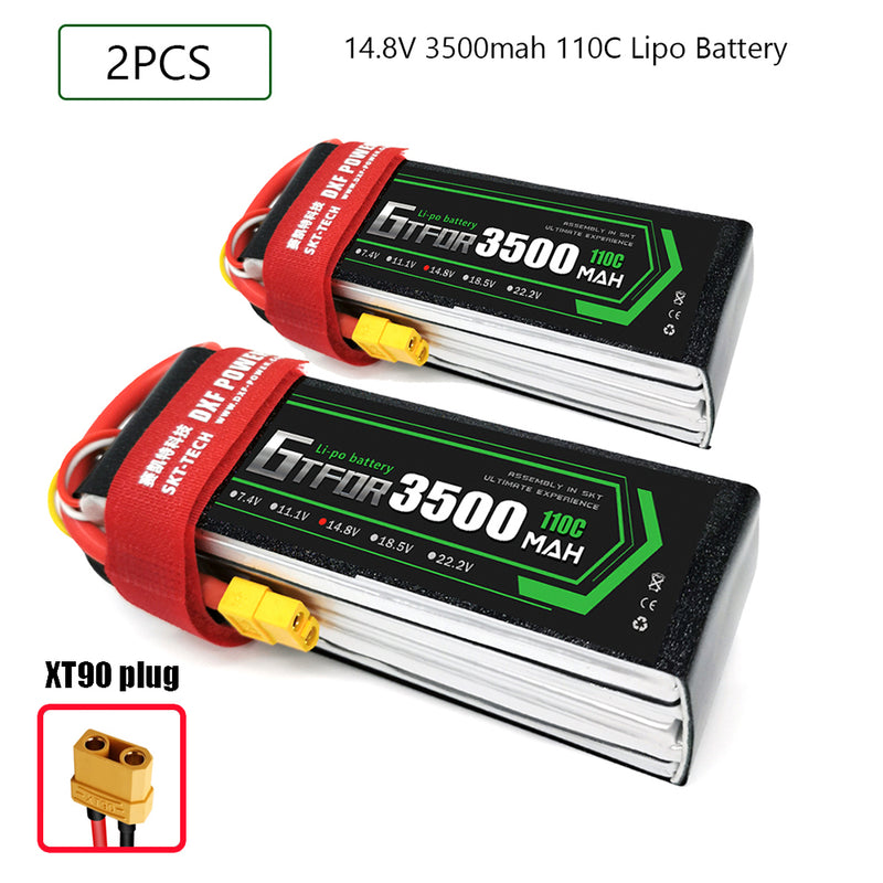 (CN)GTFDR 4S Lipo Battery 14.8V 110C 3500mAh Soft Case Battery with EC5 XT90 Connector for Car Truck Tank RC Buggy Truggy Racing Hobby