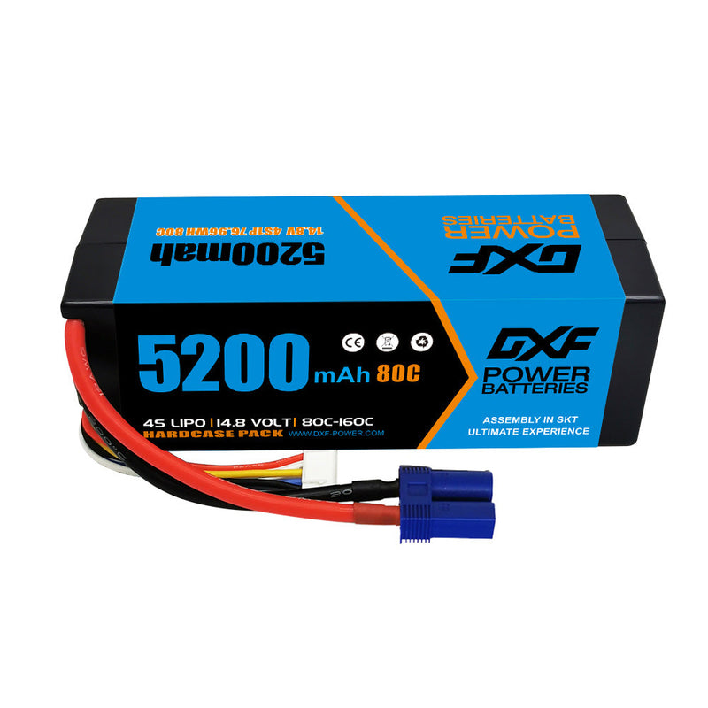 (PL)DXF Lipo Battery 4S 14.8V 5200MAH 80C  lipo Hardcase with  EC5 Plug for Rc 1/8 1/10 Buggy Truck Car Off-Road Drone