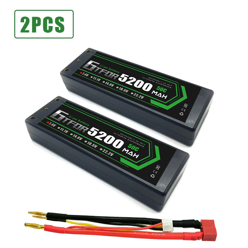 (CN)GTFDR 2S 5200 mAh 7.4V 50C 4MM Batteria Lipo ad Alta Capacità Hardcase con XT90 Spina per 1:8 Scala RC Auto, Multi-Rotore RC Aeroplano, RC Elicottero, RC Barca