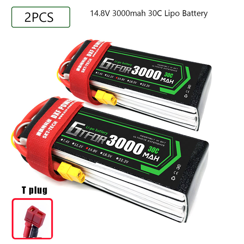 (CN)GTFDR 4S Lipo Battery 14.8V 30C 3000mAh Soft Case Battery with EC5 XT90 Connector for Car Truck Tank RC Buggy Truggy Racing Hobby