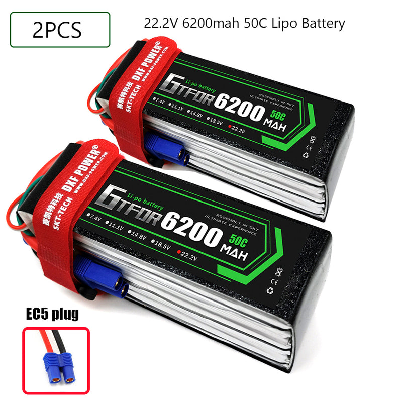 (CN)GTFDR 6S Lipo Battery 22.2V 50C 6200mAh Soft Case Battery with EC5 XT90 Connector for Car Truck Tank RC Buggy Truggy Racing Hobby