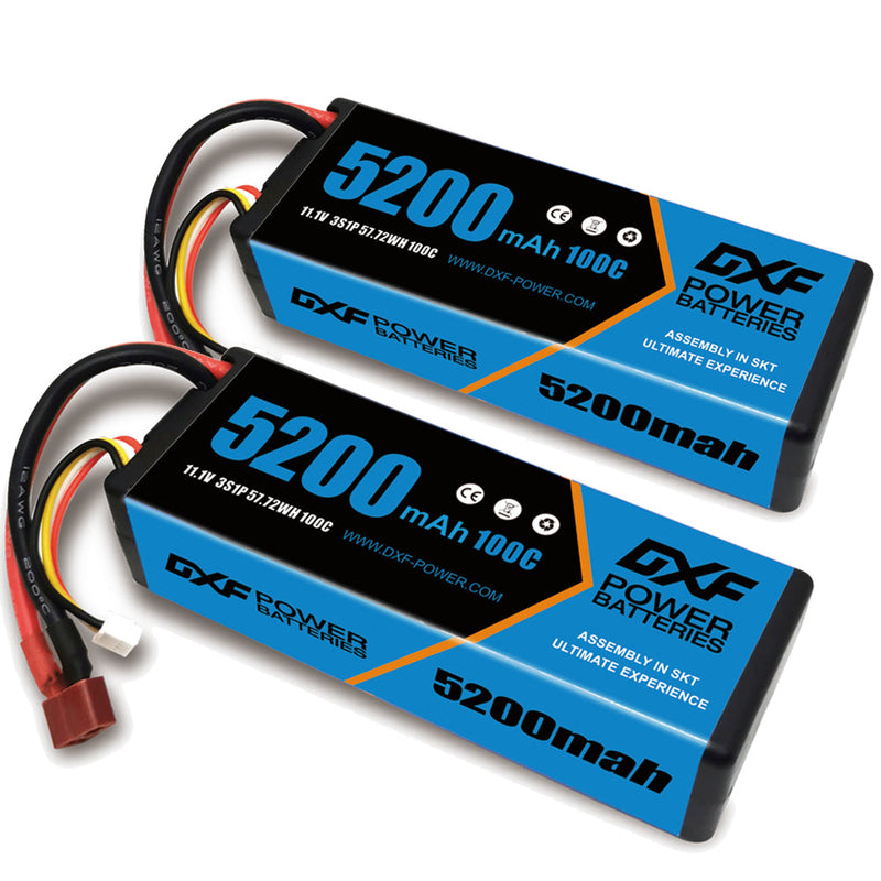 (GE)DXF Lipo Battery 3S 11.1V 5200MAH 100C Blue Series Graphene lipo Hardcase with Deans Plug for Rc 1/8 1/10 Buggy Truck Car Off-Road Drone