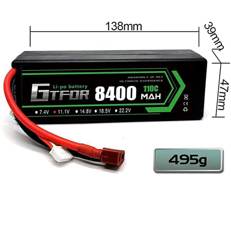 (FR)GTFDR Lipo-Akku 3S 11,1 V 8400 mAh 110 C/220 C HardCase Lipo-Akku für RC HPI HSP 1/8 1/10 Buggy RC Car Truck 