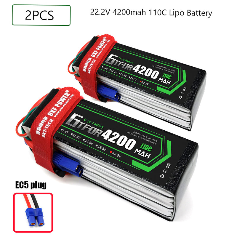 (CN)GTFDR 6S Lipo Battery 22.2V 110C 4200mAh Soft Case Battery with EC5 XT90 Connector for Car Truck Tank RC Buggy Truggy Racing Hobby