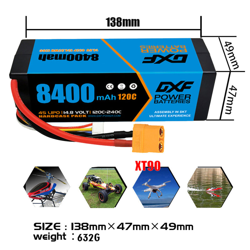 (PL)DXF Lipo Battery 4S 14.8V 8400mAh 120C/240C HardCase Lipo Battery for RC HPI HSP 1/8 1/10 Buggy RC Car Truck