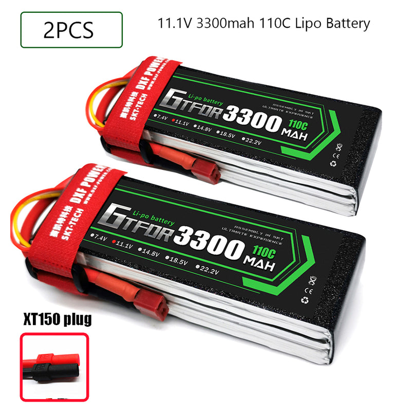 (CN)GTFDR 3S Lipo Battery 11.1V 110C 3300mAh Soft Case Battery with EC5 XT90 Connector for Car Truck Tank RC Buggy Truggy Racing Hobby