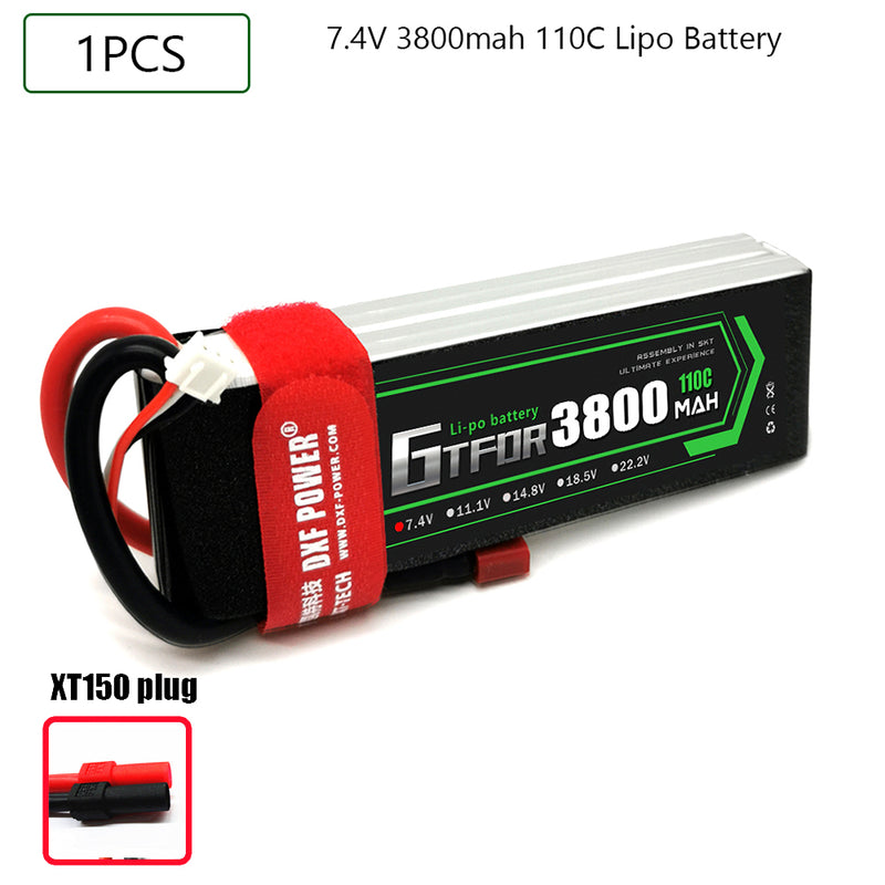 (CN)GTFDR 2S Lipo Battery 7.4V 110C 3800mAh Soft Case Battery with EC5 XT90 Connector for Car Truck Tank RC Buggy Truggy Racing Hobby