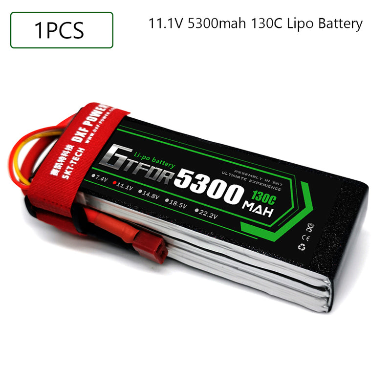 (CN) GTFDR 3S Lipo Battery 11.1V 130C  5300mAh Soft Case Battery with EC5 XT90 Connector for Car Truck Tank RC Buggy Truggy Racing Hobby