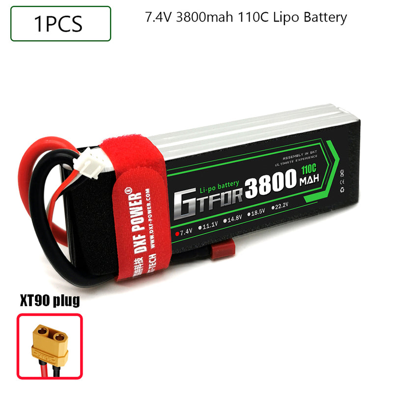 (CN)GTFDR 2S Lipo Battery 7.4V 110C 3800mAh Soft Case Battery with EC5 XT90 Connector for Car Truck Tank RC Buggy Truggy Racing Hobby