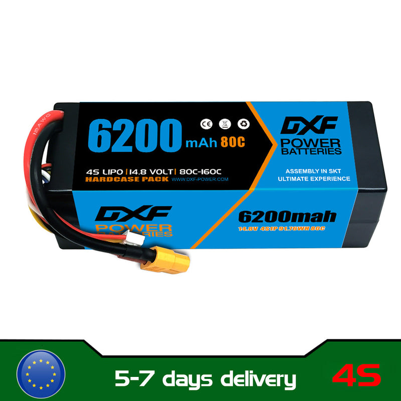 (FR)DXF Lipo Battery 4S 14.8V 6200MAH 80C  lipo Hardcase  XT90 Plug for Rc 1/8 1/10 Buggy Truck Car Off-Road Drone