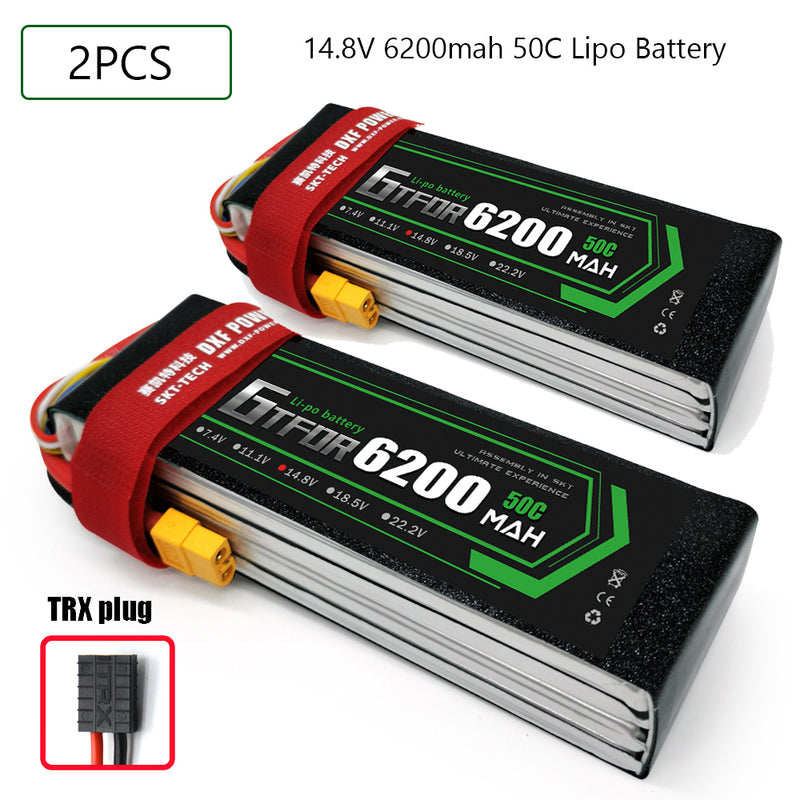 (CN)GTFDR  4S Lipo Battery 14.8V 50C 6200mAh Soft Case Battery with EC5 XT90 Connector for Car Truck Tank RC Buggy Truggy Racing Hobby