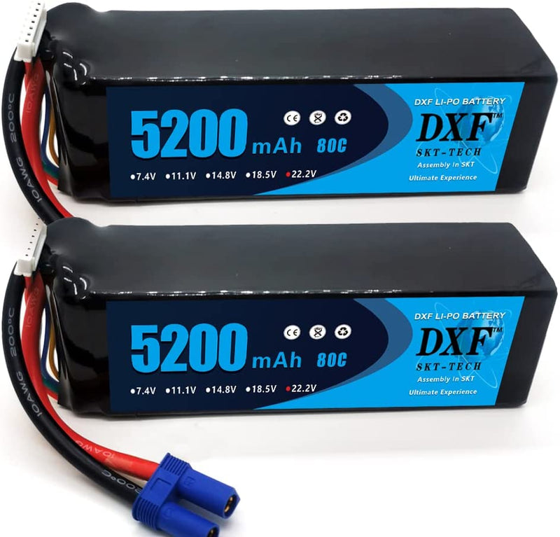 (PL)DXF 6S Lipo Akku 22,2V 80C 5200mAh Soft Case Akku mit EC5 XT90 Anschluss für Auto LKW Tank RC Buggy Truggy Racing Hobby 