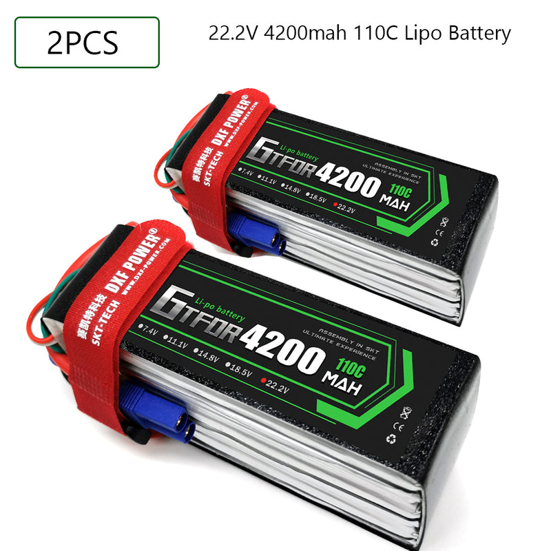 (CN)GTFDR 6S Lipo Battery 22.2V 110C 4200mAh Soft Case Battery with EC5 XT90 Connector for Car Truck Tank RC Buggy Truggy Racing Hobby