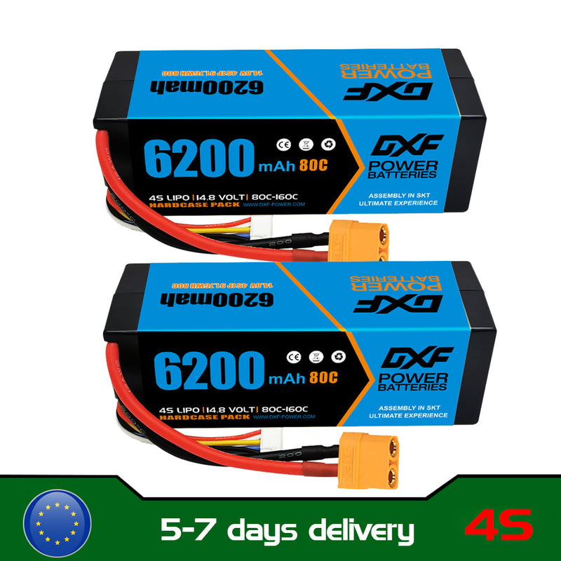 (PL)DXF Lipo Battery 4S 14.8V 6200MAH 80C  lipo Hardcase XT90 Plug for Rc 1/8 1/10 Buggy Truck Car Off-Road Drone