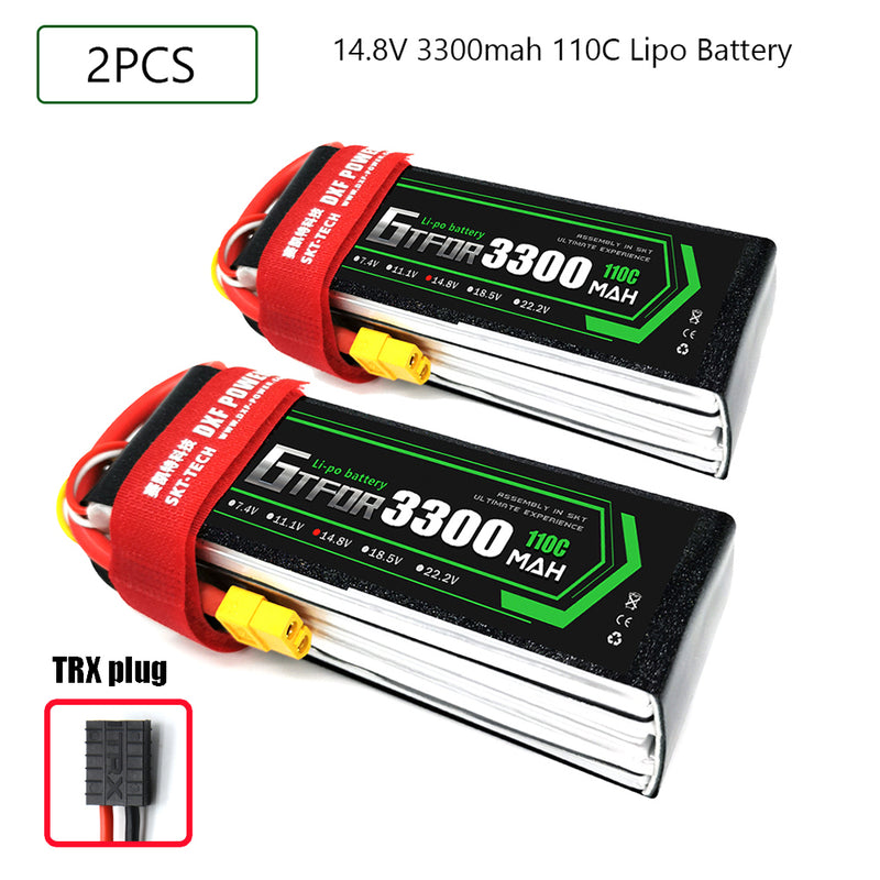 (CN)GTFDR 4S Lipo Battery 14.8V 110C 3300mAh Soft Case Battery with EC5 XT90 Connector for Car Truck Tank RC Buggy Truggy Racing Hobby