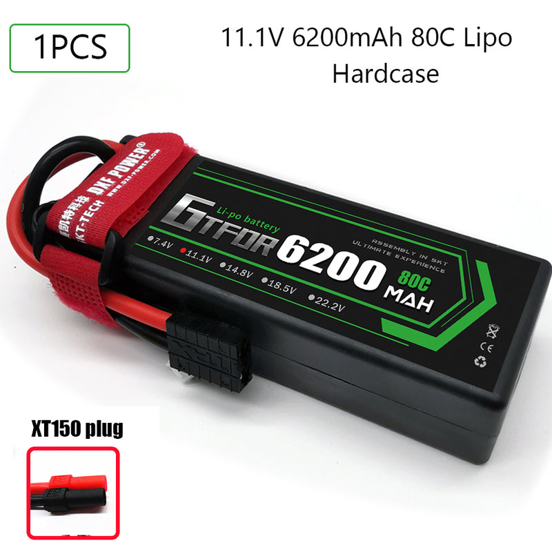 (CN)GTFDR 3S Lipo Battery 6200mAh 11.1V 80C Hardcase EC5 Plug for RC Buggy Truggy 1/10 Scale Racing Helicopters RC Car Boats