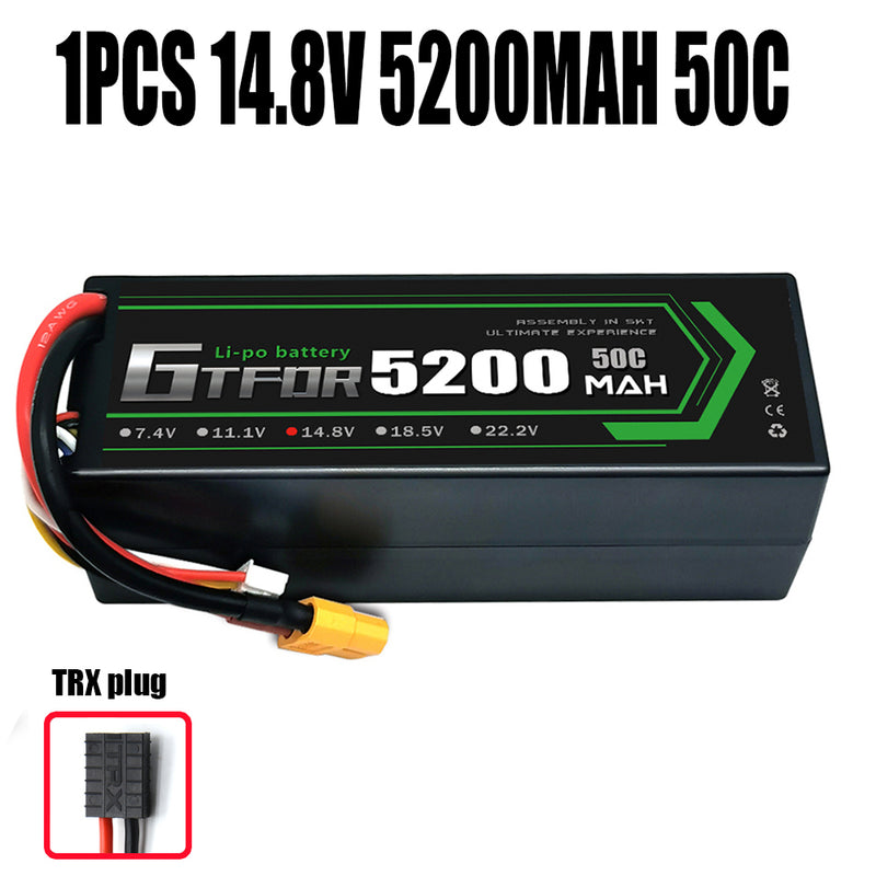 (CN)GTFDR 4S Lipo Battery 5200mAh 14.8V 50C Hardcase EC5 Plug for RC Buggy Truggy 1/10 Scale Racing Helicopters RC Car Boats