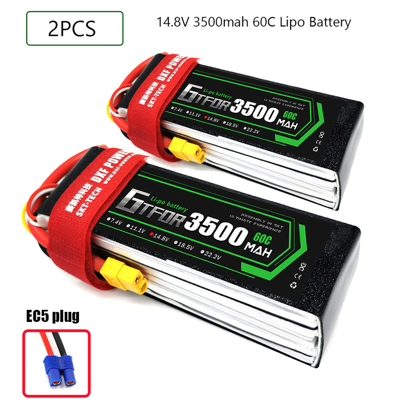 (CN)GTFDR 4S Lipo Battery 14.8V 60C 3500mAh Soft Case Battery with EC5 XT90 Connector for Car Truck Tank RC Buggy Truggy Racing Hobby