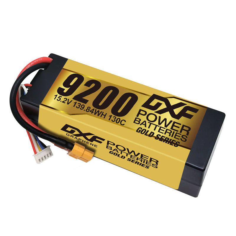 (IT)DXF High Voltage 4S 9200 mAh 15,2 V 130C Lipo-Akku mit hoher Kapazität im Hardcase mit XT90 Spina für 1:8 Scala RC Auto, Multi-Rotor RC Aeroplano, RC Elicottero, RC Barca 