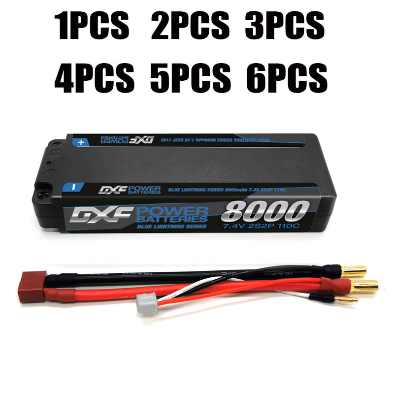 (ES)DXF Lipo Akku 2S 7,4V 8000mAh 110C/220C Hardcase Akku Graphen 5MM Akku für Rc Truck Drone 1/10 1/8 Scale Traxxas Slash 4x4 RC Car Buggy Truggy 