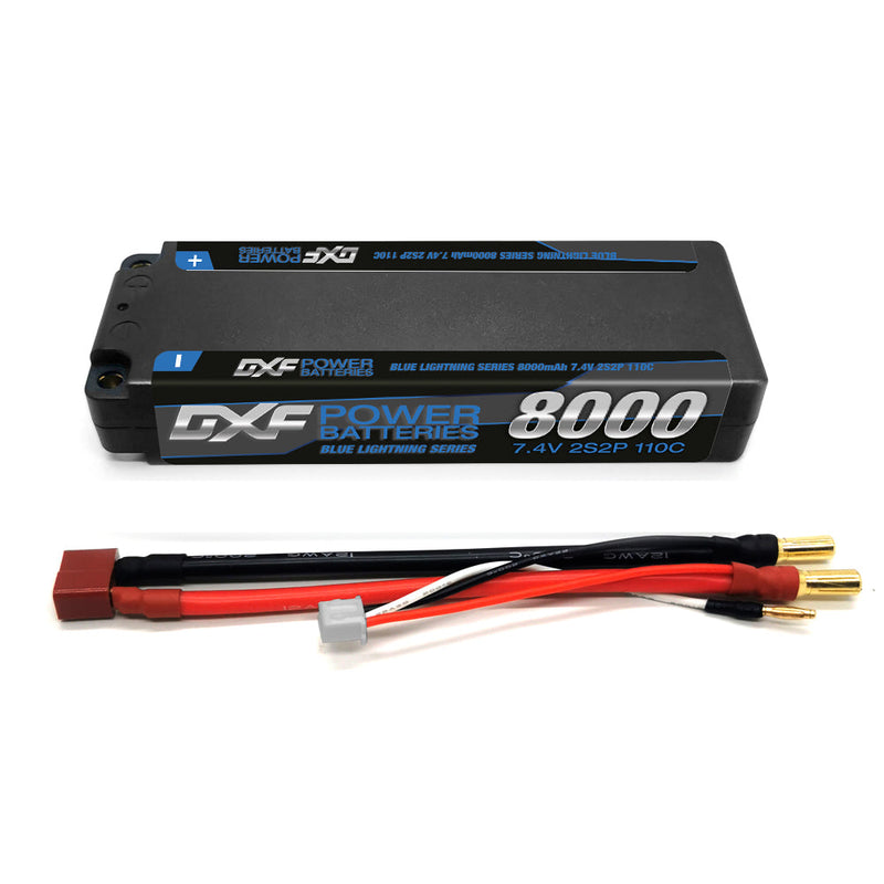 (ES)DXF Lipo Battery 2S 7.4V 8000mAh 110C/220C Hardcase Battery Graphene 5MM Battery for Rc Truck Drone 1/10 1/8 Scale Traxxas Slash 4x4 RC Car Buggy truggy