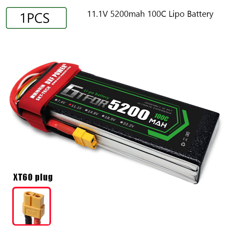 (CN)GTFDR 3S Lipo Battery 11.1V 100C 5200mAh Soft Case Battery with EC5 XT90 Connector for Car Truck Tank RC Buggy Truggy Racing Hobby