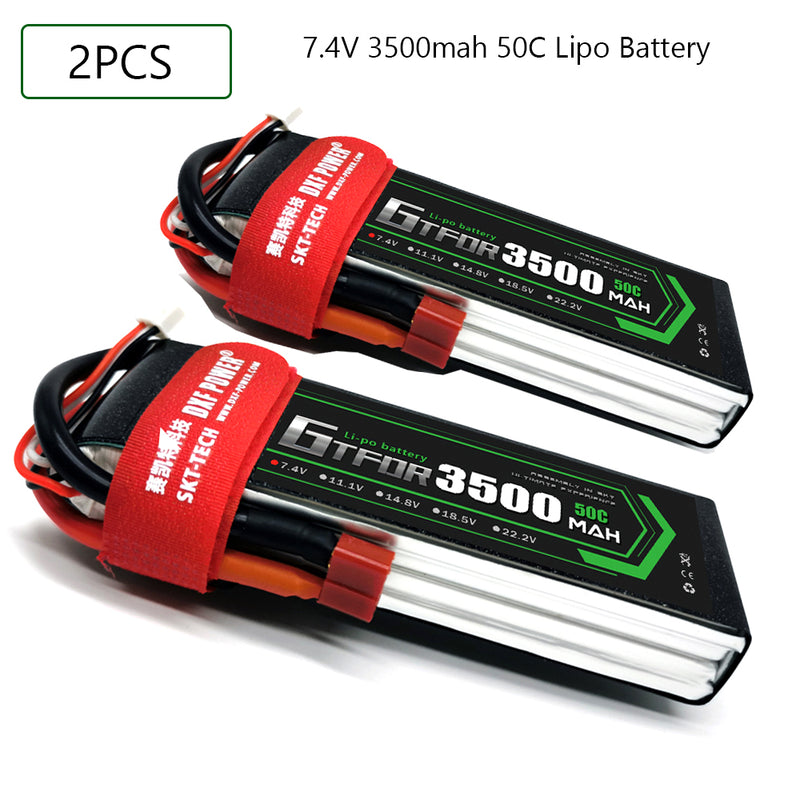 (CN)GTFDR 2S Lipo Battery 7.4V 50C 3500mAh Soft Case Battery with EC5 XT90 Connector for Car Truck Tank RC Buggy Truggy Racing Hobby